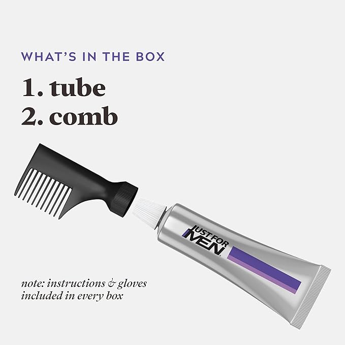 Just For Men Touch of Gray, Mens Hair Color Kit with Comb Applicator for Easy Application, Great for a Salt and Pepper Look - Black, T-55, Pack of 3