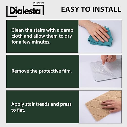 Stair Treads for Wooden Steps Indoor, Includes 15 Non-Slip Carpet Mat 8x30in with 5 Motion Sensor Lamps, Peel & Stick Carpet Stair Treads,Safety Stair Rugs for Kids, Elderly and Pets (Beige)