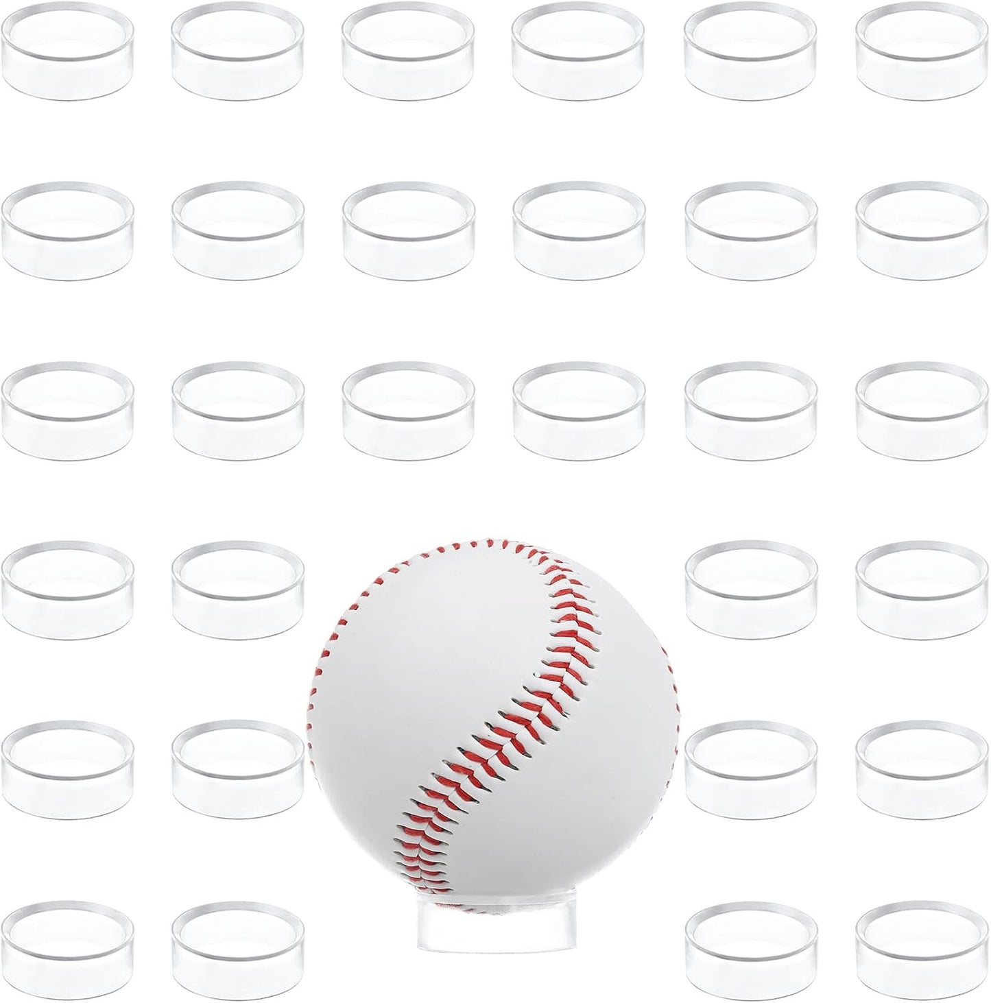 Wyn-MART 30 Pcs Ring Golf Ball Display Case 1.22 Inches Clear Baseball Holder Golf Ball Holder Small Baseball Acrylic Stands Round Ring Stand Acrylic Display Stands for Small Balls, Egg, Spheres