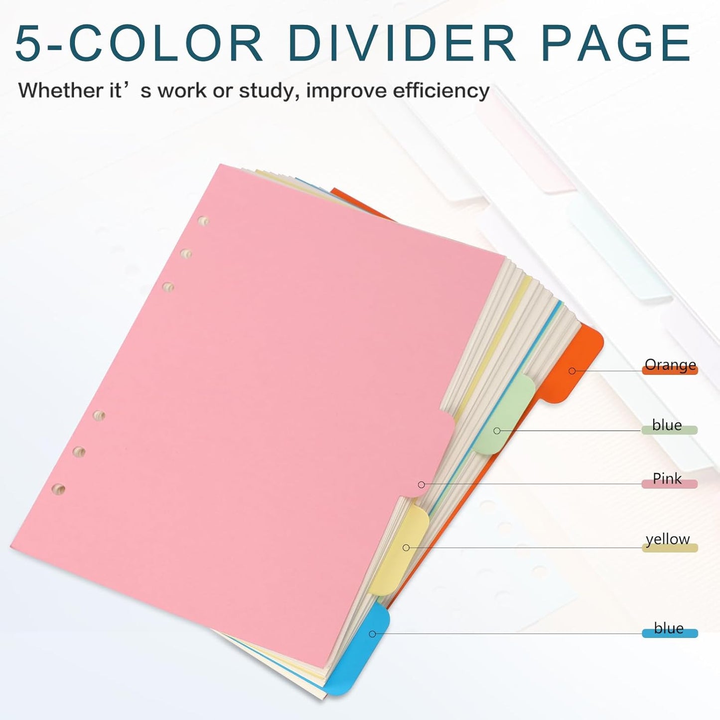 Toplive A5 Refill Paper, Blank Loose Leaf Filler Inserts - 90 Sheets (180 Pages) w/5 Colorful Dividers & 1 Pack Sticky Notes, Refillable for 6 Ring Binder, Journal & Notebook - Ideal for Sketching