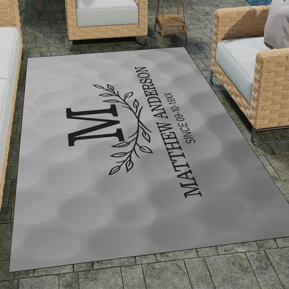 ENCYCOM Personalized Golf Area Rug - Custom Welcome Floor Mat with Family Name, Non Slip Outdoor Entry Rug for Porch, Garage, or Home Decor, Nice Gift for Golf Lover (Golf Rug 02)