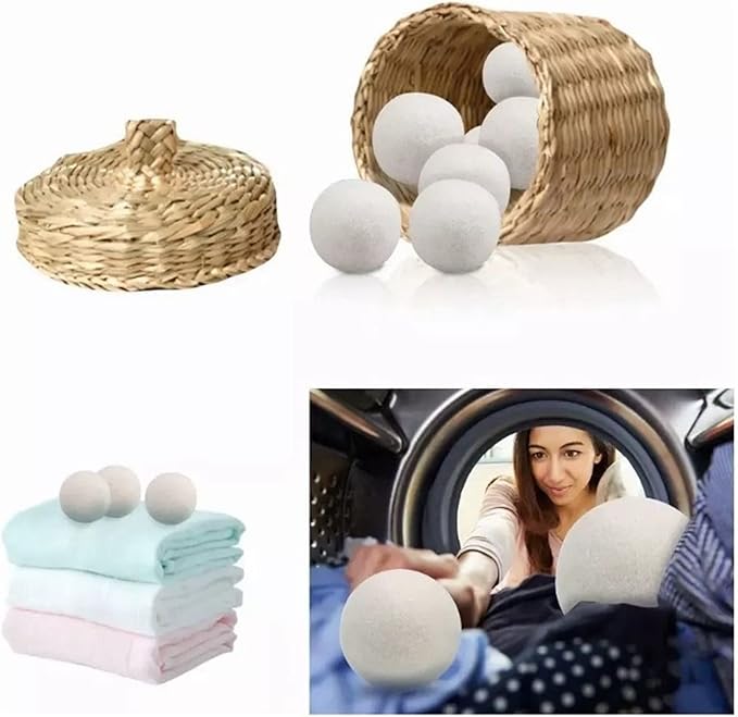 Keenso EcoFriendly Wool Dryer Balls to Shorten Drying Time and Reduce Static Electricity, Replaces Liquid Softeners, 6 Pack for Large Loads, Ideal for Sensitive Skin