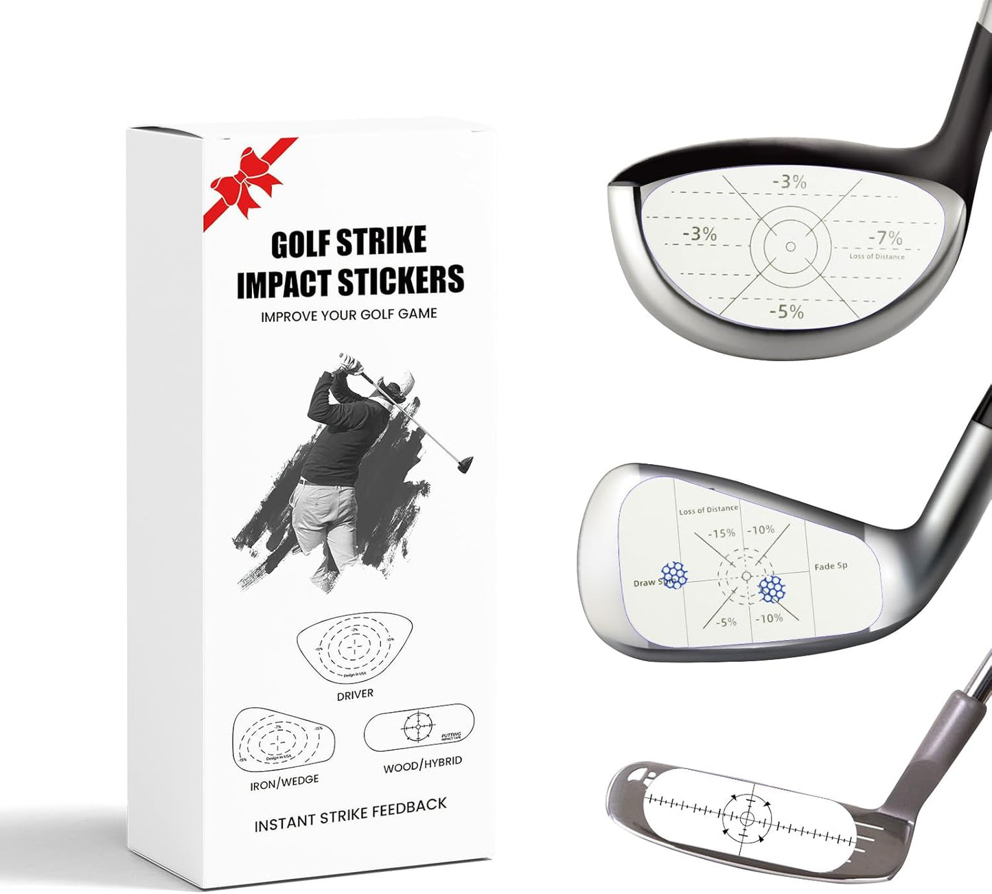 FINGER TEN Golf Impact Tape 75/150/375 Pcs Value Set Golf Club Impact Stickers Labels for Driver Woods Irons Putters, Self-Teaching Training Aid for Swing Practice