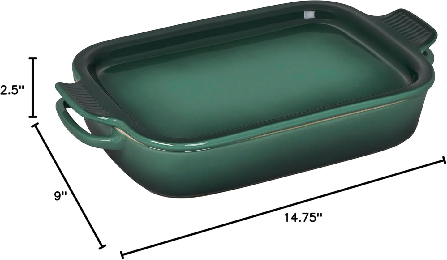 Le Creuset Stoneware Rectangular Dish with Platter Lid, 14 3/4" X 9", Artichaut
