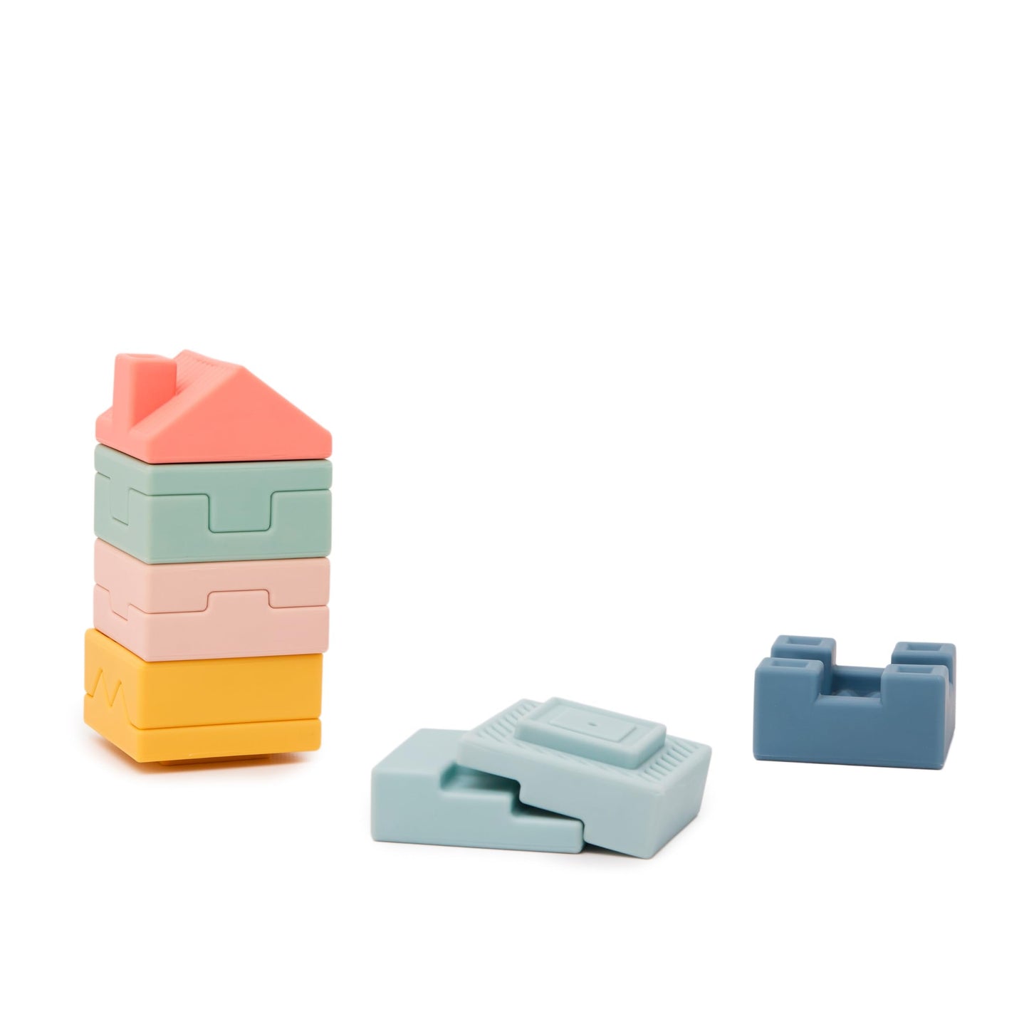 Miniland Baby Toys, Silicone Sensory Toys, Blocks for Babies with Cute Textures and Reliefs, Montessori Toys for 1 Year Old, Building Blocks +6 Months | Soft Towering Blocks