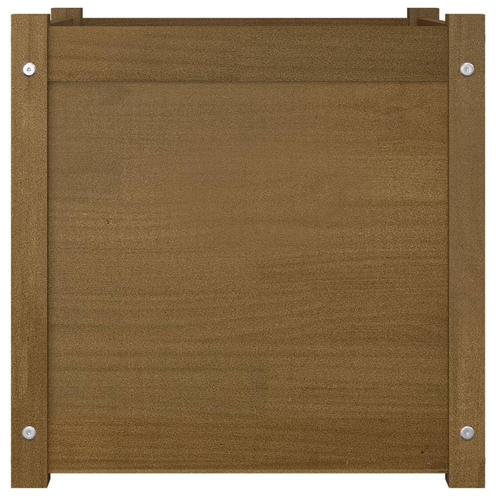 ZXQVLMRS Square Garden Planter Box, 19.7-inch Solid Pinewood Outdoor Planting Bed for Flowers and Herbs, Weather-Resistant Decorative Container for Patio, Terrace, and Backyard