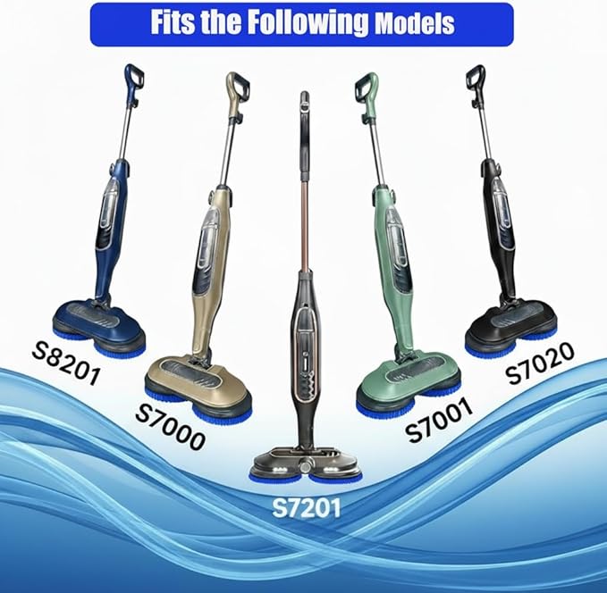 2 Pack Blue Shark Steam Mop Replacement Pads Brush Heads for S7000 S7001 S8201 S7201 S8001 Series, Upgraded Nylon Bristles, Deep Cleaning for Hardwood Tile Floors, Professional Polishing, Easy to Use