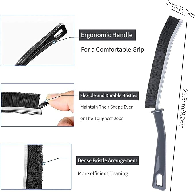 3PCS Gap Cleaning Brush, Crevice Cleaning Brush, Window Track Cleaning Tools, Kitchen Bathroom Cleaning Brushes, Wall Dust Brush, Small Scrub Brushes for Cleaning Small Spaces (Black, 3)