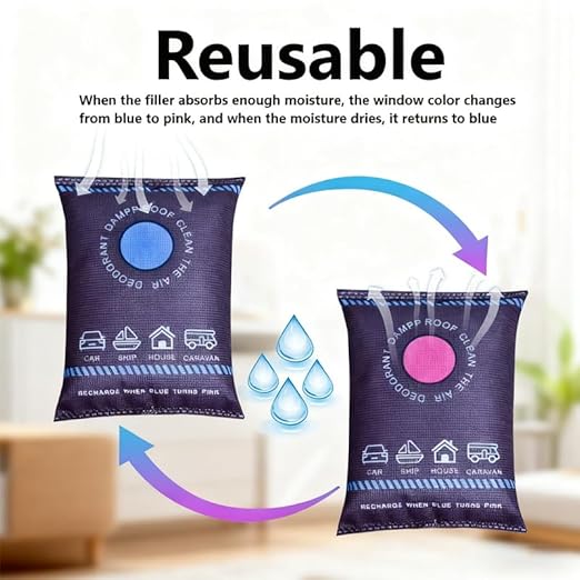 5-Pack Reusable Dehumidifier Bags, 100g Rechargeable Desiccant Packs for Moisture Absorption, Fits Car Truck RV Closet Basement Toolbox