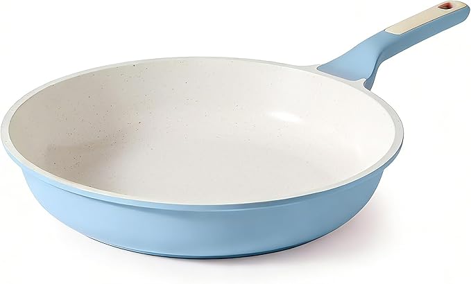 SENSARTE Nonstick Ceramic Frying Pan 11-Inch, Healthy Non Toxic Skillet, Induction Compatible Omelet Pan with Heat Resistant Handle, PFAS-Free, Blue