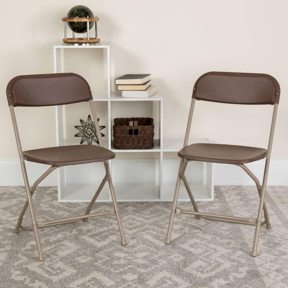 Flash Furniture Hercules™ Series Plastic Folding Chair - Brown - 2 Pack 650LB Weight Capacity Comfortable Event Chair-Lightweight Folding Chair