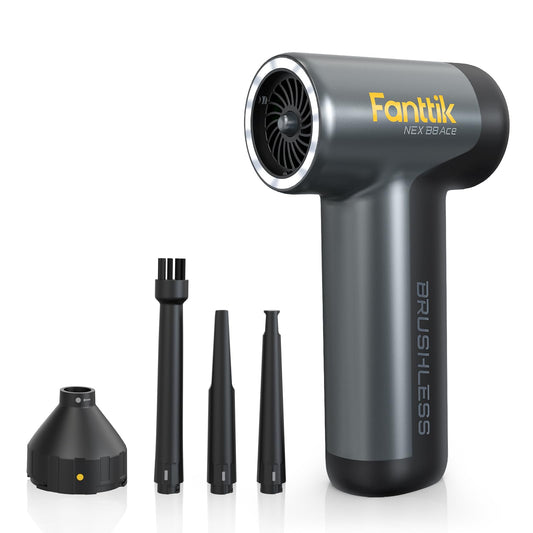 Fanttik B8 Ace Electric Air Duster - 110000RPM, 2600mAh Battery, Grey, LED Light for PC, Keyboard & Cabinet Cleaning