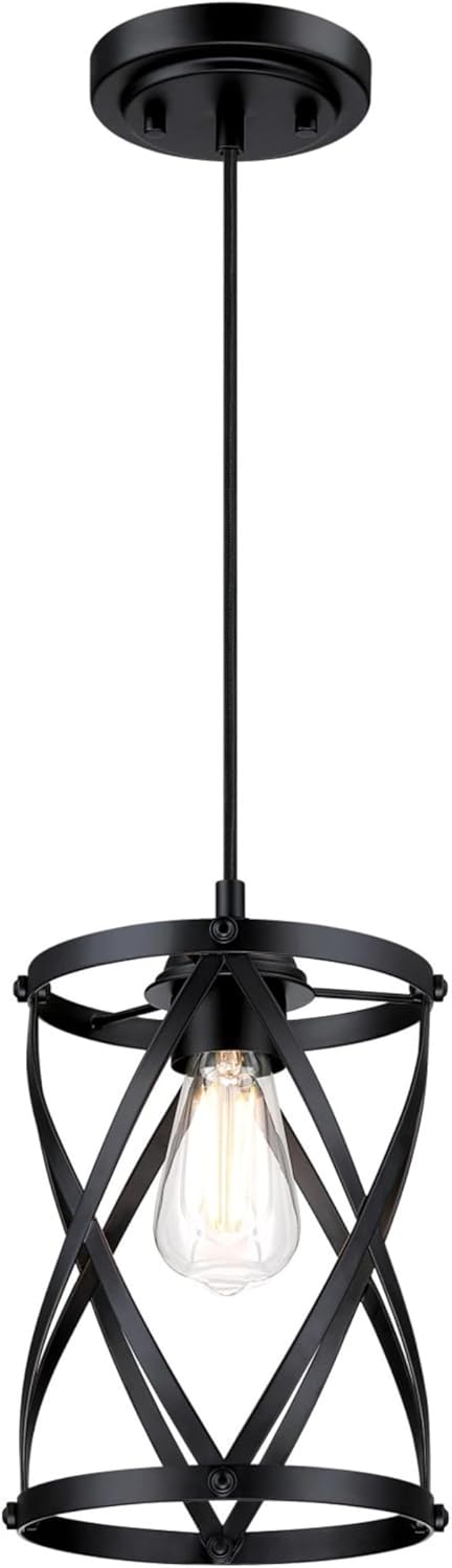 Westinghouse 6132500 Isadora Traditional One Light Indoor Mini Pendant, Matte Black Finish