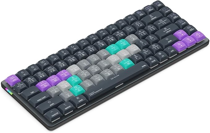 JCPAL Adobe Premiere Pro Keyboard • Dash Wireless Shortcut Keyboard for Mac and PC • Shortcut Hotkeys, Color-Coded Key Guide, Fully Customizable, Compact Low-Profile Design
