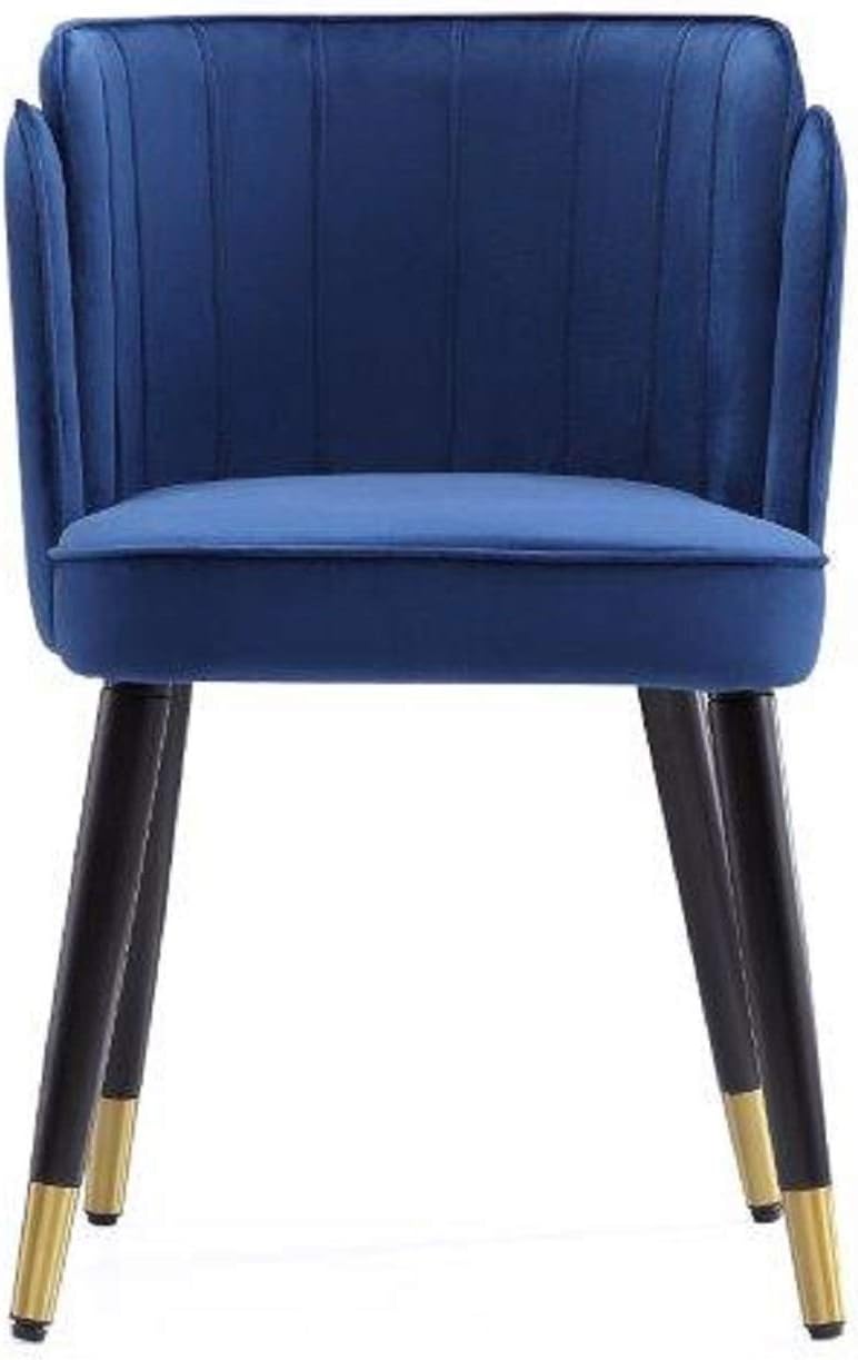 Manhattan Comfort Zephyr Modern Velvet Dining Chair, Solid Wood Frame with Gold-Tipped Splayed Legs, High Density Foam Padding, Vintage Design, Tulip Inspired Accent Furniture, Royal Blue