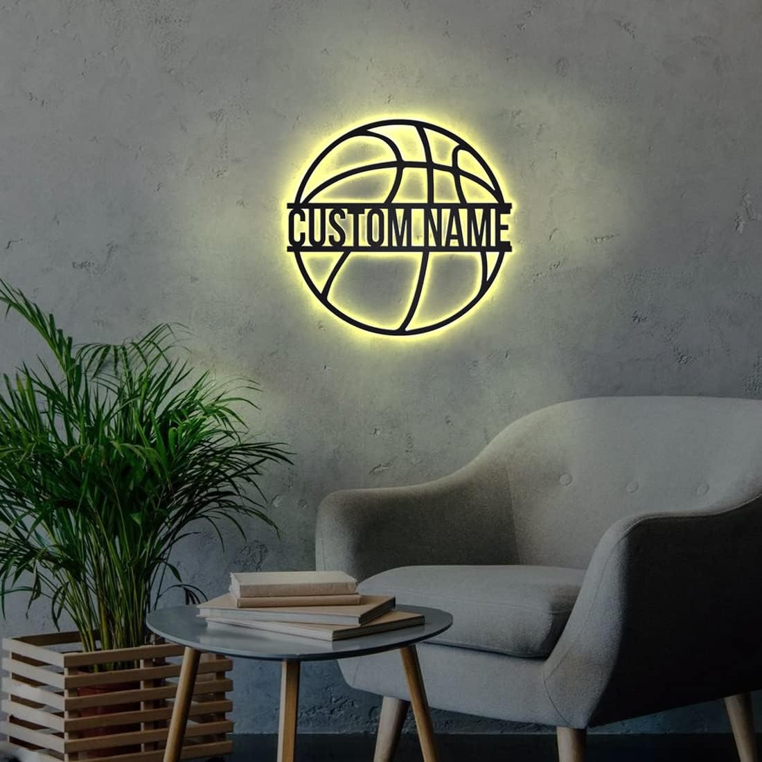 Personalized Name 7 Colors Basketball lamp Custom Wall Art Night Light LED Name Sign Gift for Men Basketball Lover
