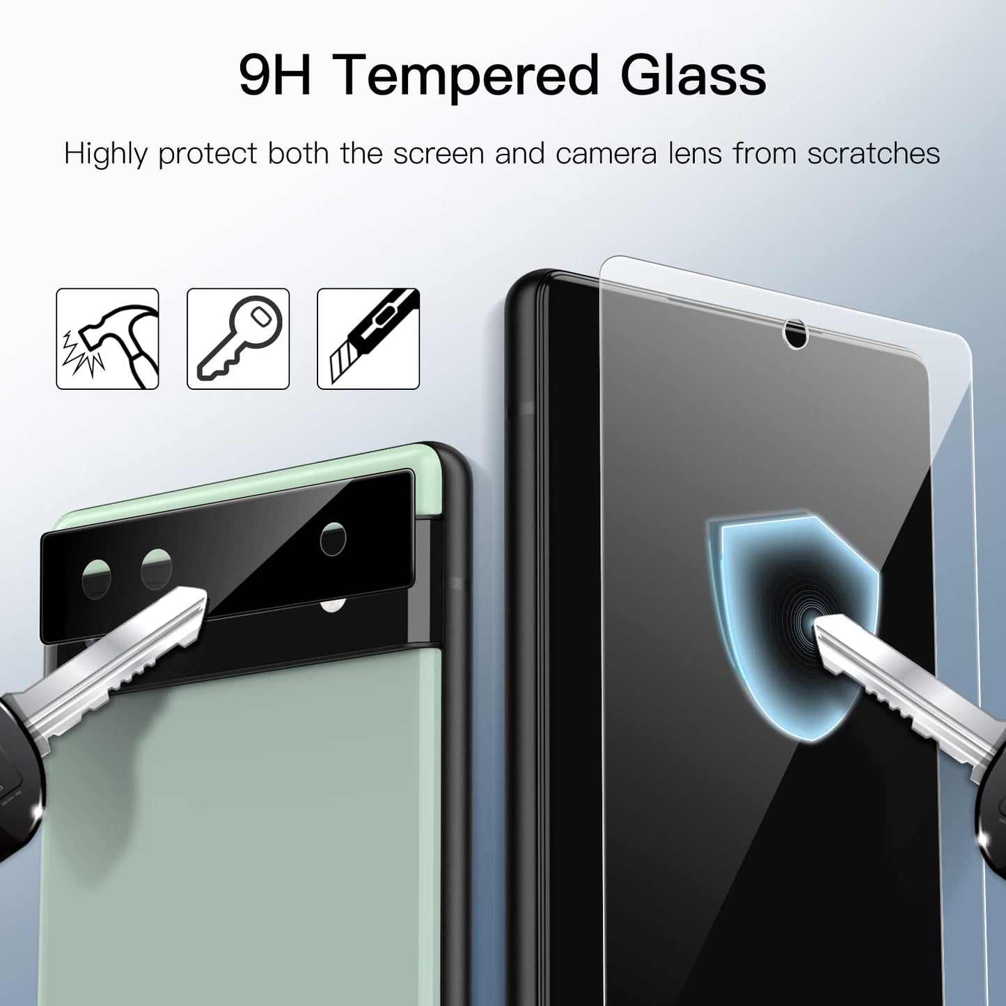 Jetech Screen Protector For Google Pixel 6A 6.1-Inch With Camera Lens Protector, Easy Installation Tool, Fingerprint Compatible,