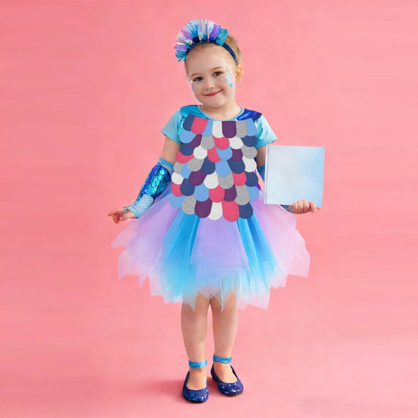 Kavoc Rainbow Costume Set Includes Rainbow Tutu Skirt Mermaid Scale Fabric Pieces Book Story Character Costume Accessories for World Book Day Cosplay Party Supplies