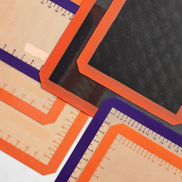 Full Size Silicone Baking Mat, Orange, Non-Stick, 16.5 x 24.5 Inch, Heavy-Duty Fiberglass Construction with Measurements, for Baking and Food Prep