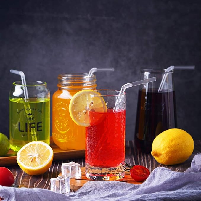500 Pcs Clear Disposable Plastic Flexible Straws.(0.23'' diameter and 7.7" long)