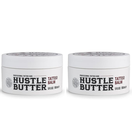 Hustle Butter Deluxe – Tattoo Butter for Before, During, and After the Tattoo Process – Soothing Lubrication – 100% Vegan Replacement for Petroleum-Based Products – 5 oz (2 Pack)