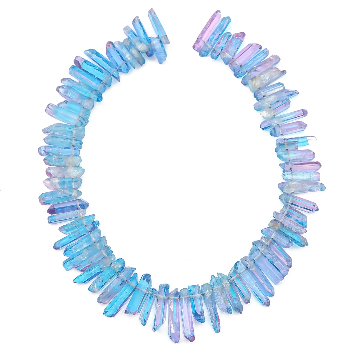 BEADIA Dark Blue/Purple Titanium Coated Crystal Quartz Spike Point Stick Beads Rough 1.0"-1.5" for Jewelry Making 15 Inch/Strand