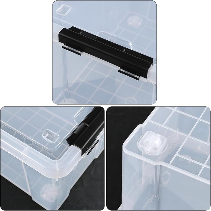 22 Quart Plastic Clear Storage Box with Wheels, Plastic Storage Bins with Lids, Latching Bins, 4 Packs