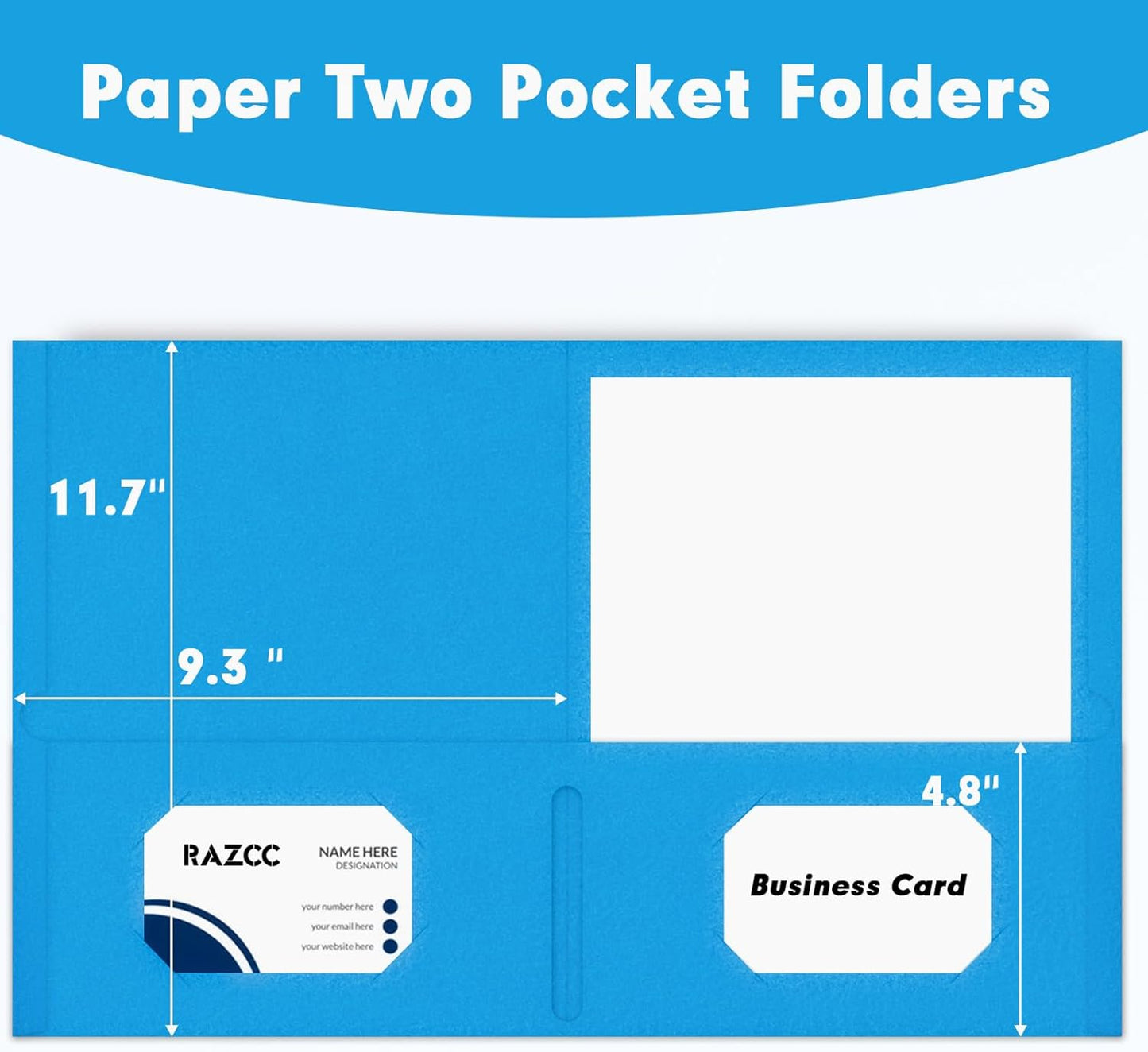 50 Pack 2 Pocket Folders - Letter Size, Blue