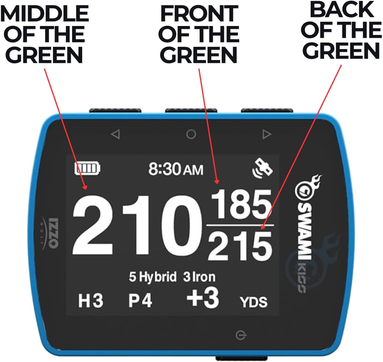 Swami KISS 2.0 Handheld Golf GPS Ragnefinder with Integrated Magnets - Blue