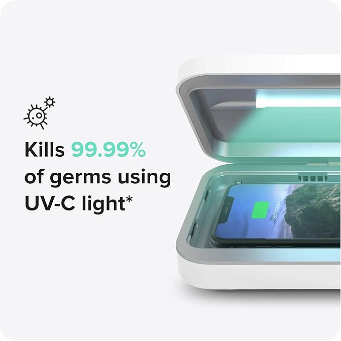 PhoneSoap 3 UV Cell Phone Sanitizer & Dual Universal Cell Phone Charger Box | Patented & Clinically Proven 360-Degree UV-C Light Sanitizer | Disinfects and Charges All Phones (Black)