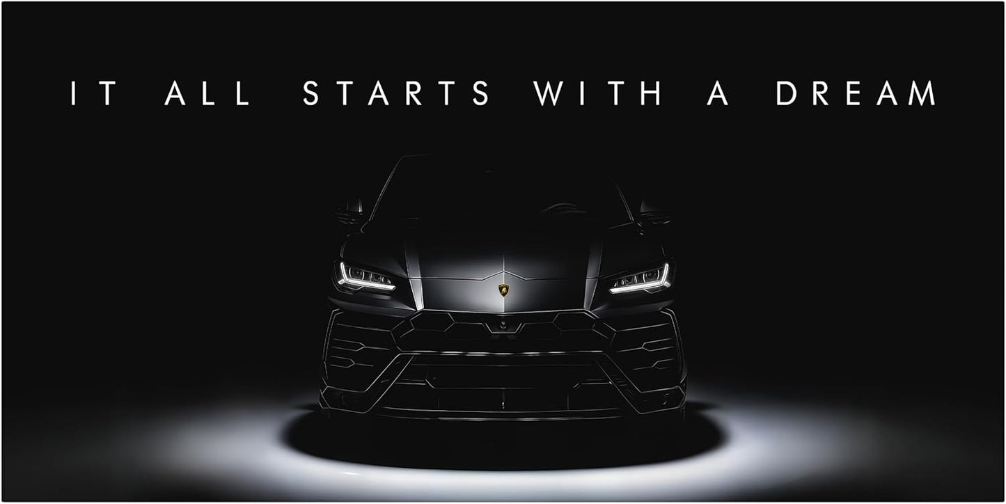Motivational Wall Art for Office, Super Car Art Canvas, Inspirational Automotive Decor for Lamborghini Urus Sportscar Lovers, Motivational Wall Decor for Home, Car Poster (15" x 30")