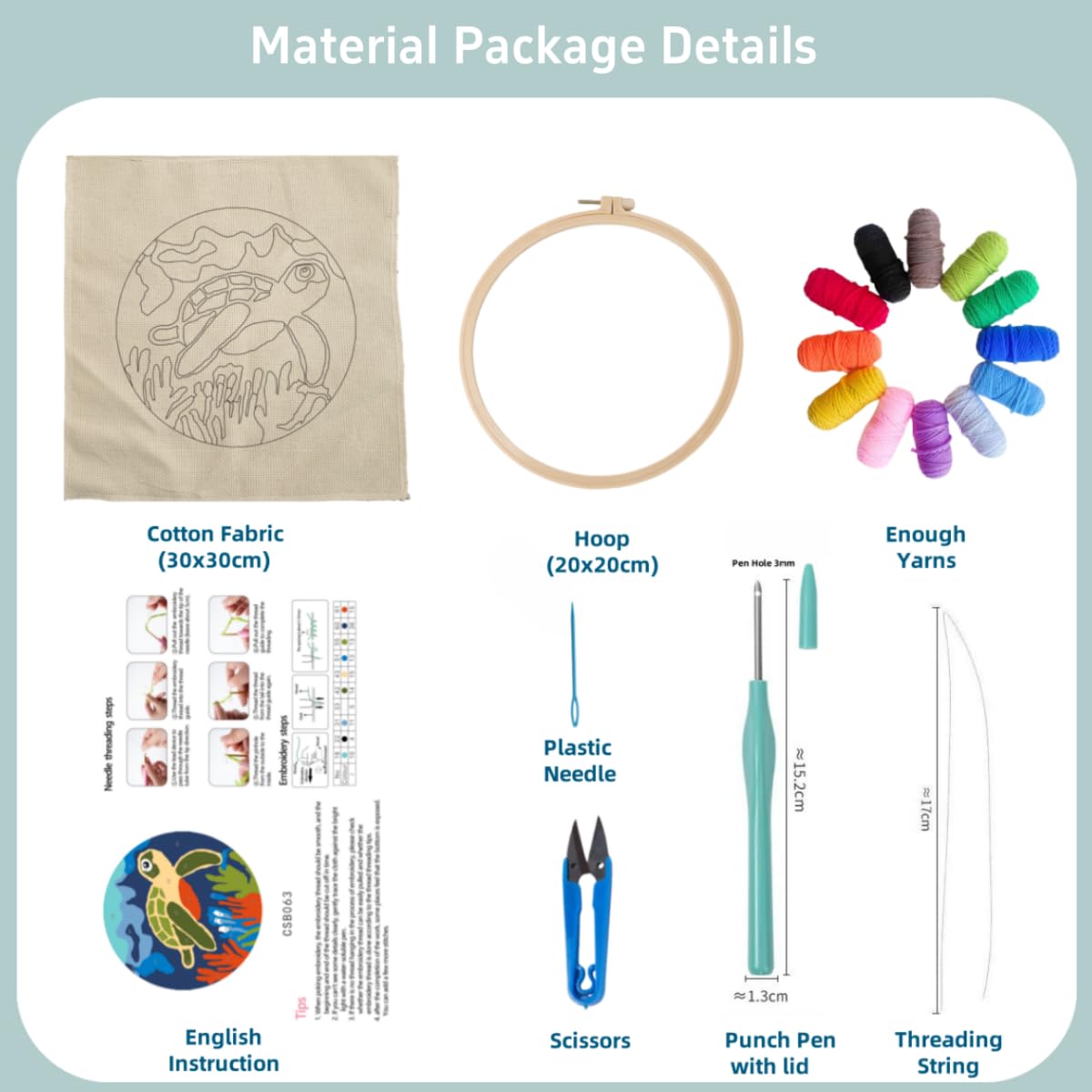 Punch Needle Kits Rabbit in Flowers Embroidery Starter Set with Hoop Easy for Beginners DIY Stress Relief Handmade Craft Hobby and Home Decor 20x20cm-2