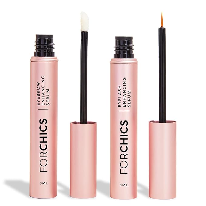ForChics Lash and Brow Growth Duo - Complete Eye Transformation Kit- Prostaglandin-Free Peptide Formula for Fuller Lashes and Brows in 2 Weeks - Hormone-Free, Vegan (2 x 0.10 fl oz)