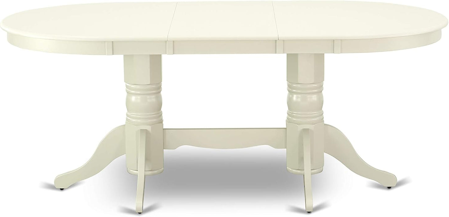 East West Furniture VABO5-LWH-LC 5 Piece Kitchen Table & Chairs Set Includes an Oval Dining Room Table with Butterfly Leaf and 4 Faux Leather Upholstered Chairs, 40x76 Inch, Linen White