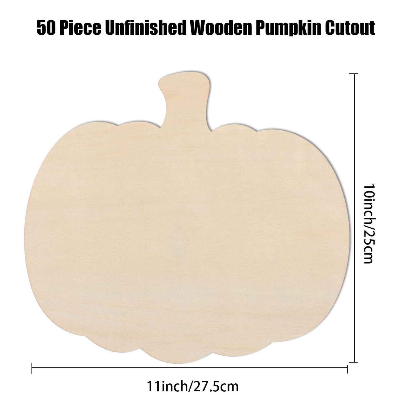 50 Pieces Large Wooden Pumpkin Cutouts 11 Inches Unfinished Wood Craft Cutout Blank Pumpkin Shape Cutout for Halloween Fall Thanksgiving Party DIY Craft Decoration Supplies