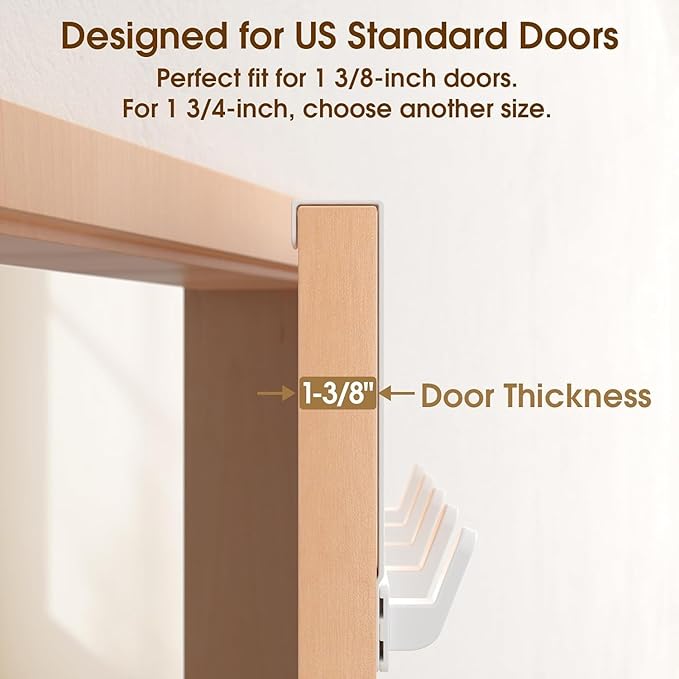 Over The Door Hooks Hanger with Extended Arms, Fits 1 3/8" Doors, L7U - Coat Rack, Bathroom Accessories and Towel Organizer Holder for Coat Robe Hat - 1 Pack, Glossy White