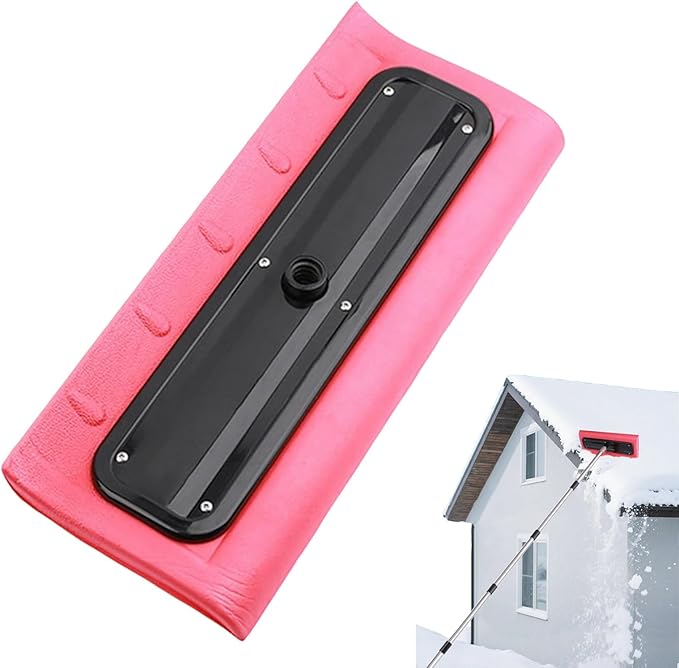 Snow Roof Rake, Foam Head Roof Snow Rake, Foam Broom Scraper for Clearing, Adjustable Telescoping No-Scratch Snows Broom, for Windshields, , Solar Panels and Shingle Overhangs (Only Head)