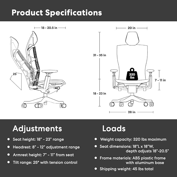 Autonomous ErgoChair Ultra 2 Ergonomic Office Chair Mesh Grey Adjustable Lumbar Support, Rolling Swivel - Home Office Desk Chairs with Headrest & Arms - Ergonomic Desk Chair Comfy for Gaming & Office