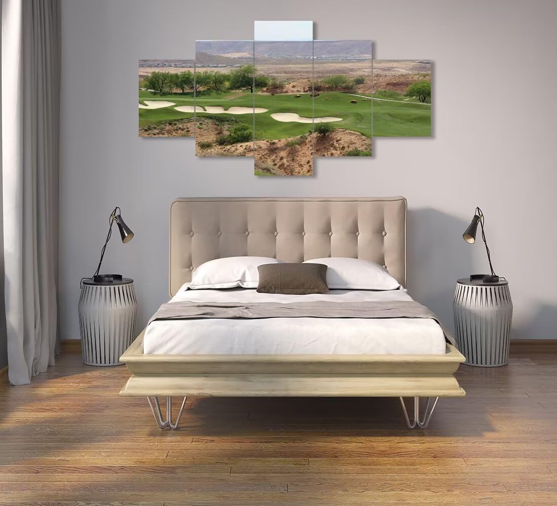 USA Nevada Mountain Golf Course Canvas Wall Art for Living Room Bedroom Bathroom Home Decorations Nevada Golf Course Pictures Posters Framed Artwork Ready to Hang(60''W x 32''H)