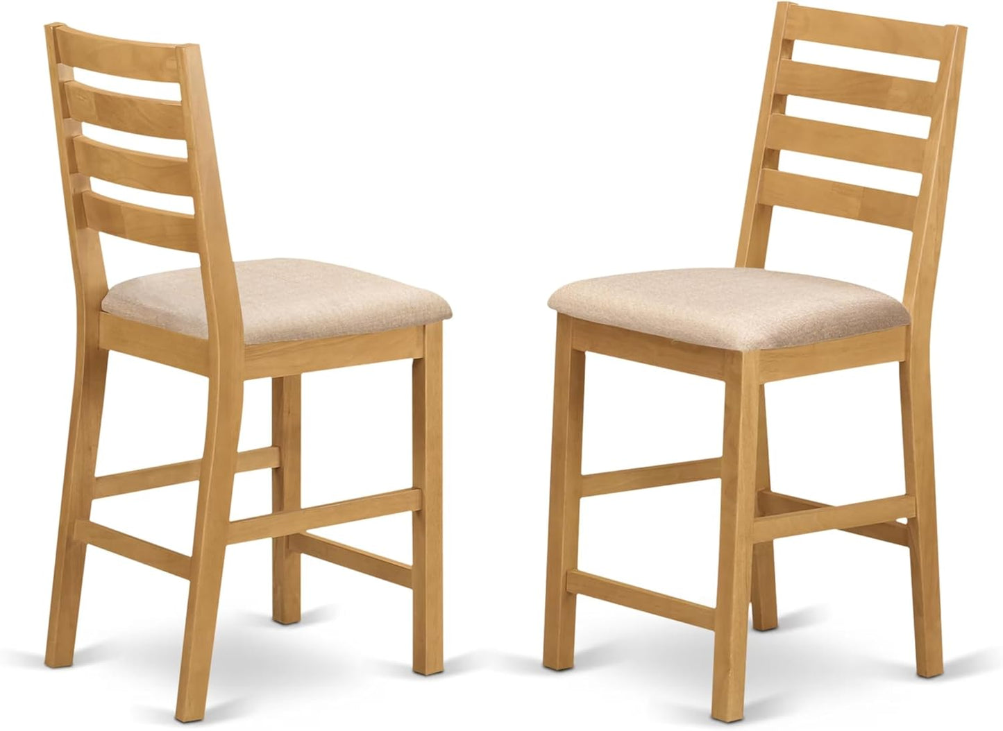 East West Furniture JACF5-OAK-C 5 Piece Counter Height Pub Set Includes a Round Dining Table with Pedestal and 4 Linen Fabric Upholstered Kitchen Chairs, 36x36 Inch, Oak