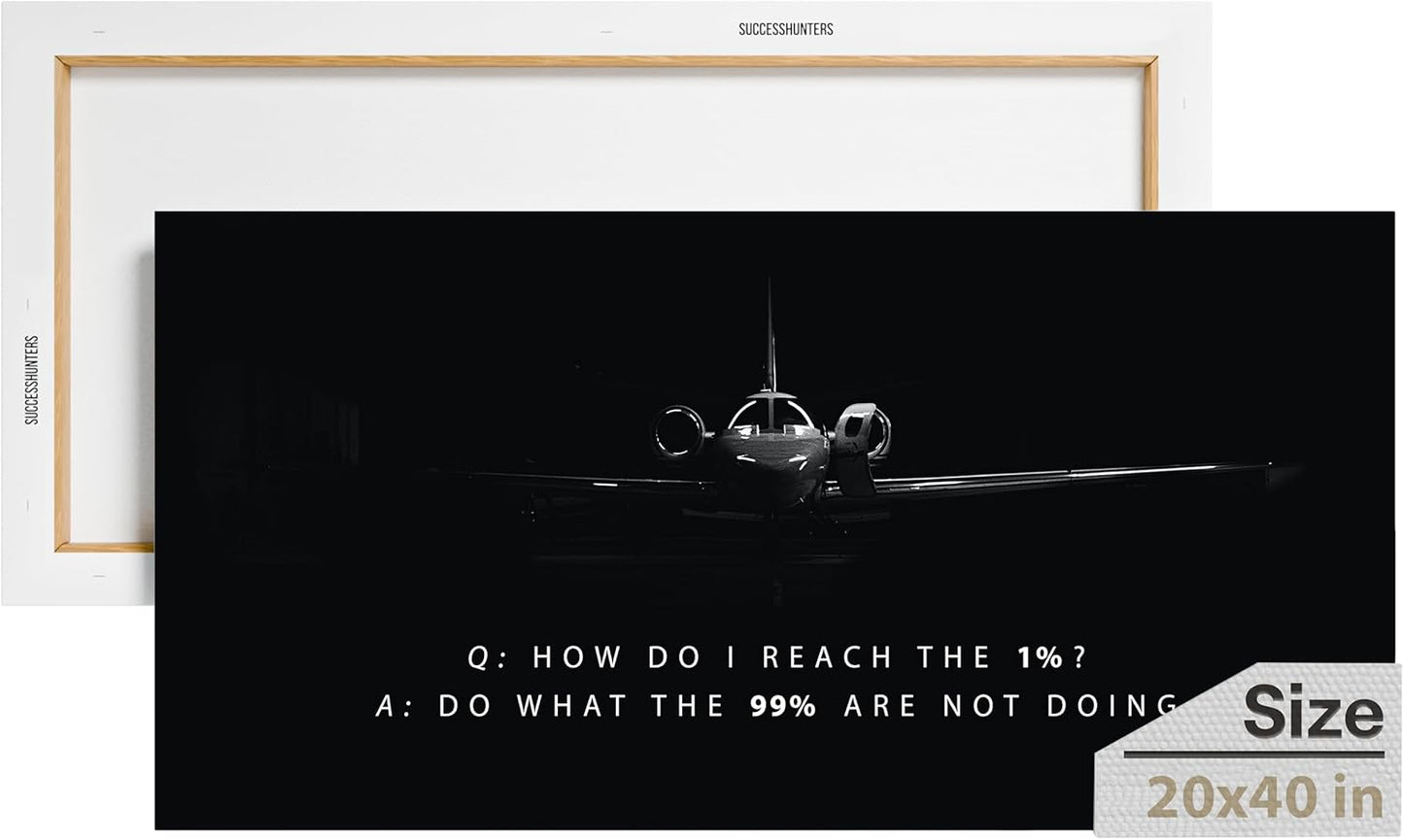 Motivational Wall Art for Office, Inspiring Quote Canvas, Inspirational Plane Decor, Private Jet Artwork, Motivational Wall Decor for Office and Home (40 X 20 in)