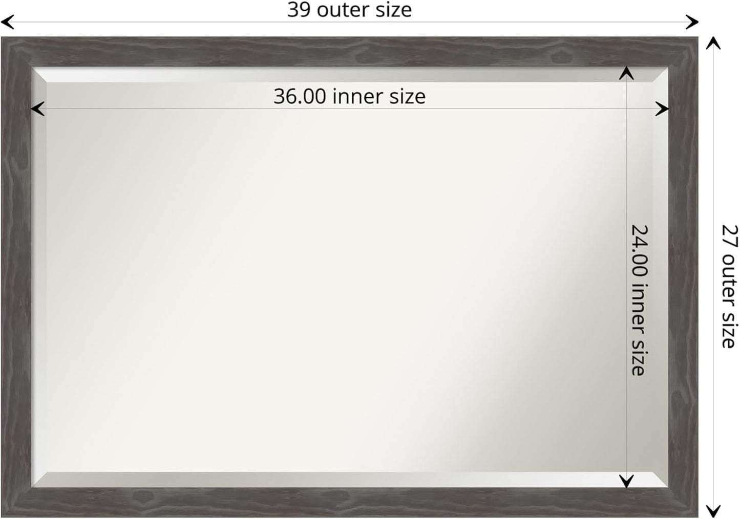 Amanti Art Grey Wall Mirror 27x39 Woodridge Rustic Grey Rectangle Bathroom Mirror for Wall Decor Living Room, Large Country Rustic Wood Frame, Hangs Horizonally and Vertically, Bathroom Decor,