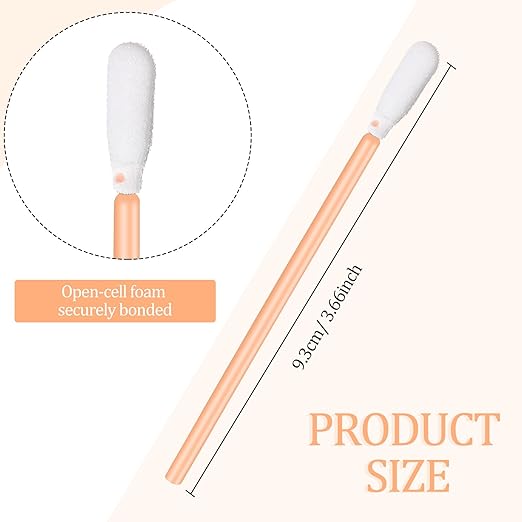 Chinco 200 Pieces Foam Swab Sponge Swab Foam Tips Sponge Stick for Inkjet Printer Print Head Camera Optical Lens Optical Equipment(Light Orange,3.66 Inch)