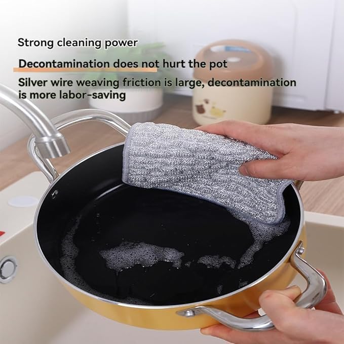 10 PCS Multipurpose Wire Dishwashing Cloth 2025 Upgraded Double-Sided Dishwashing Cloth, Stainless Steel Wire with Multi-Layer Cotton Thread, Metal Scrubbing Pads for Kitchen Cleaning