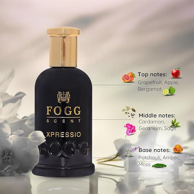 Fogg Scent Xpressio Eau de Parfum for Men | Fresh Aromatic Perfume | Modern Fragrance with Grapefruit, Sage & Patchouli | Long Lasting EDP | Ideal for Office, Party & Daily Wear | 3.38 oz (100 ml)