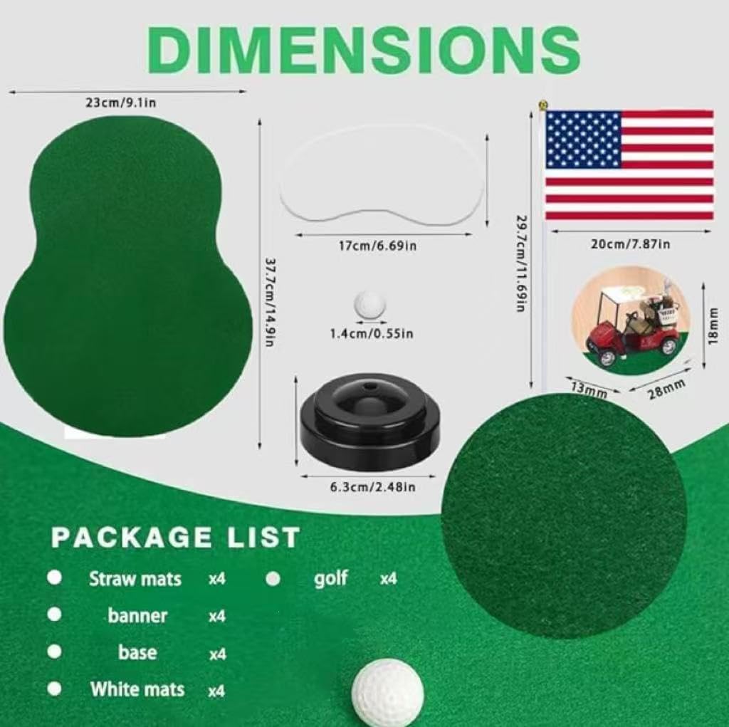 4 Set Golf Centerpieces Table Decorations Golf Party Supplies Including Ball Sand Trap Red Flag Plastic Flag Stand for Sport Themed Birthday Party Decor (Green Golf centerpieces set1)