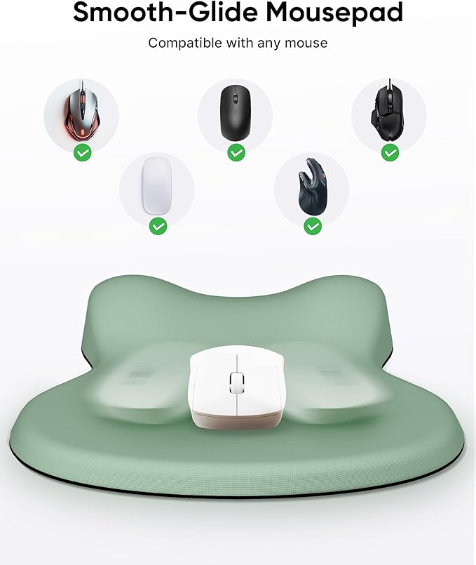 Ergonomic Mouse Pad with Wrist Rest, Mousepad with Wrist Support, Non-Slip Hard Base Mouse Pads, Portable for Office/Home/Travel Work(Green)