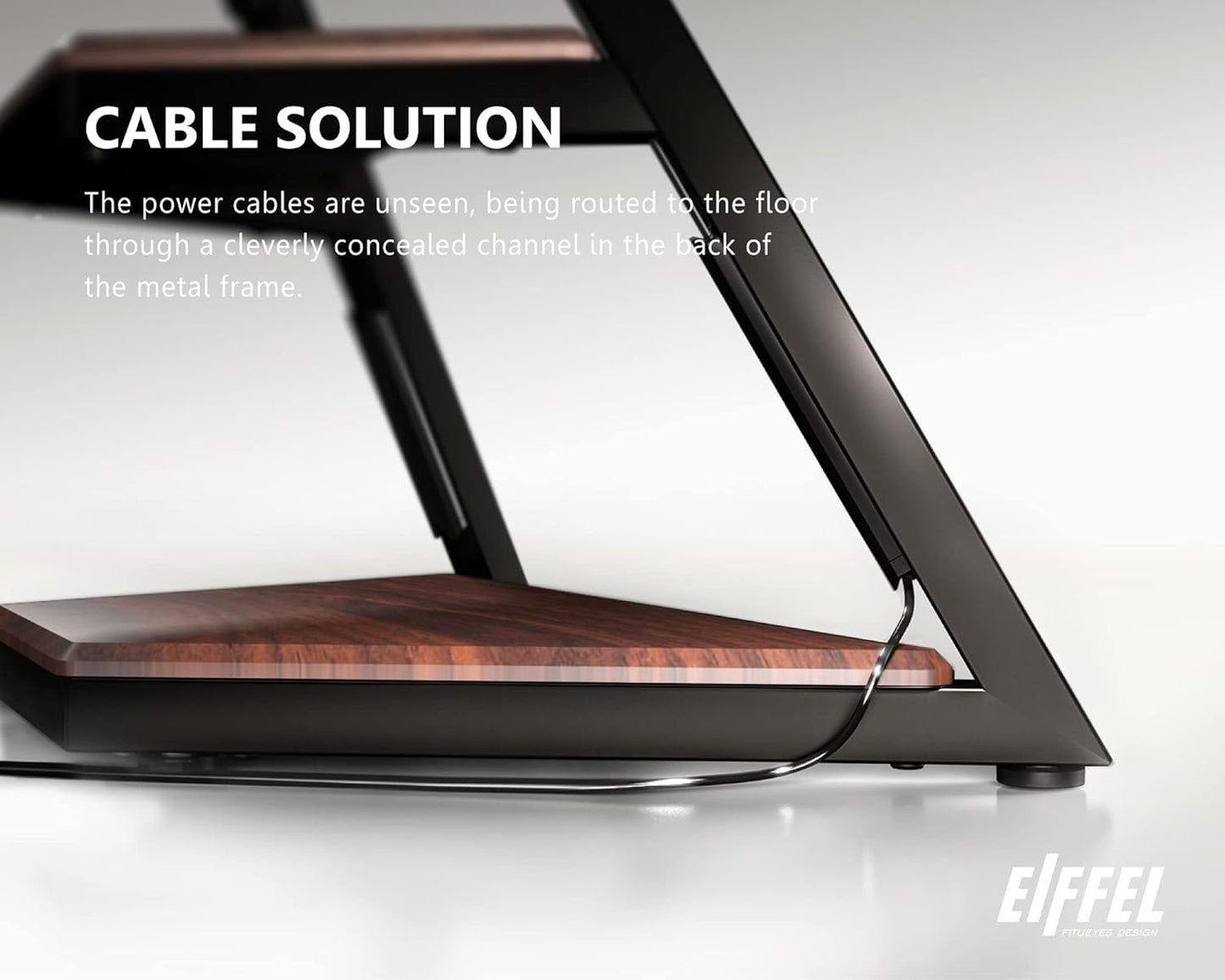 FITUEYES Design Corner TV Stand for 32 43 50 55 65 Inch TVs, Small Spaces Floor TV Stand Rolling TV Cart for LCD/LED Flat Curved Screens, Modern Living Room Television Stands, Eiffel Series, Walnut