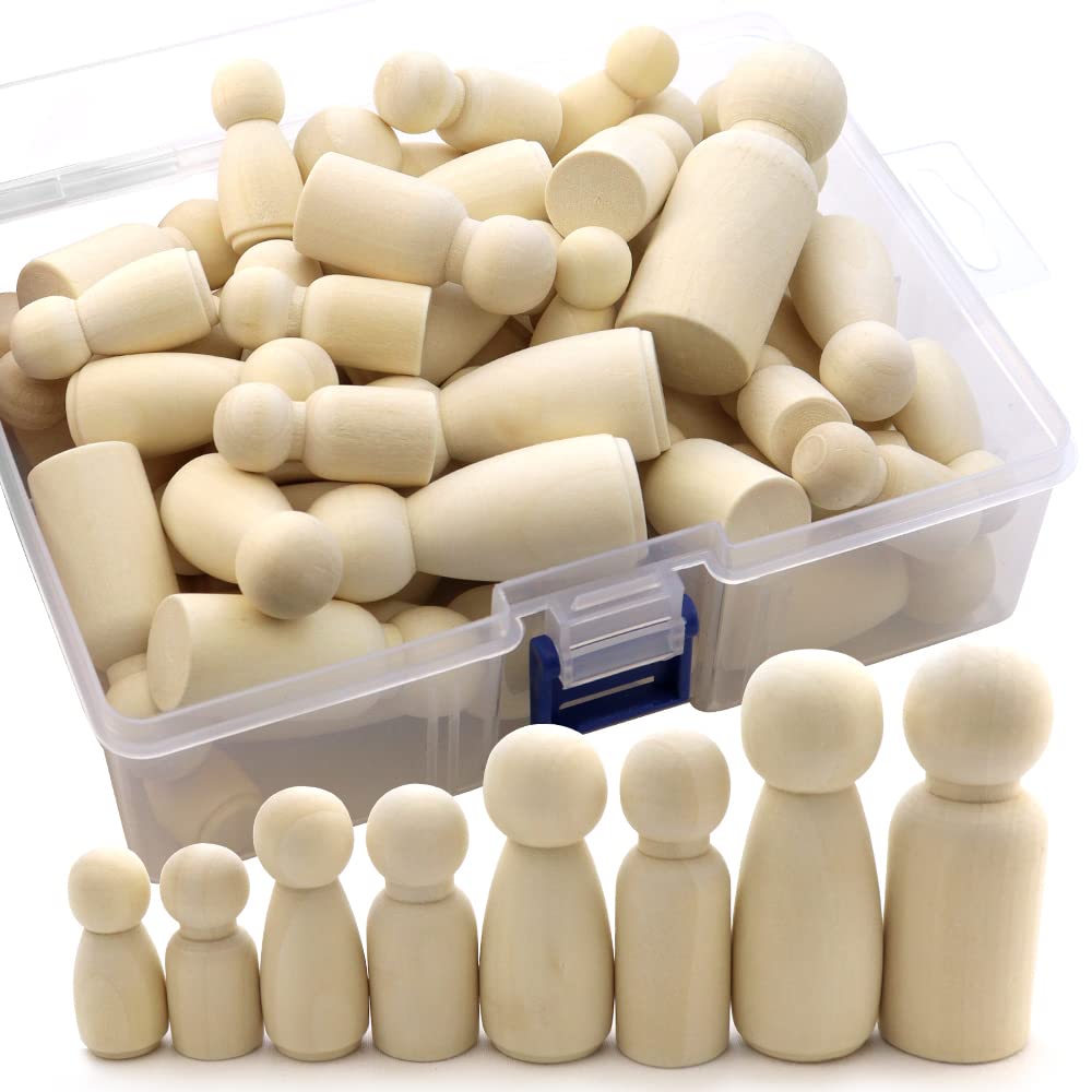 NODG 50 Unfinished Wooden Peg Dolls - Suitable for Children's DIY Crafts, Painting, Games, Home Decorations