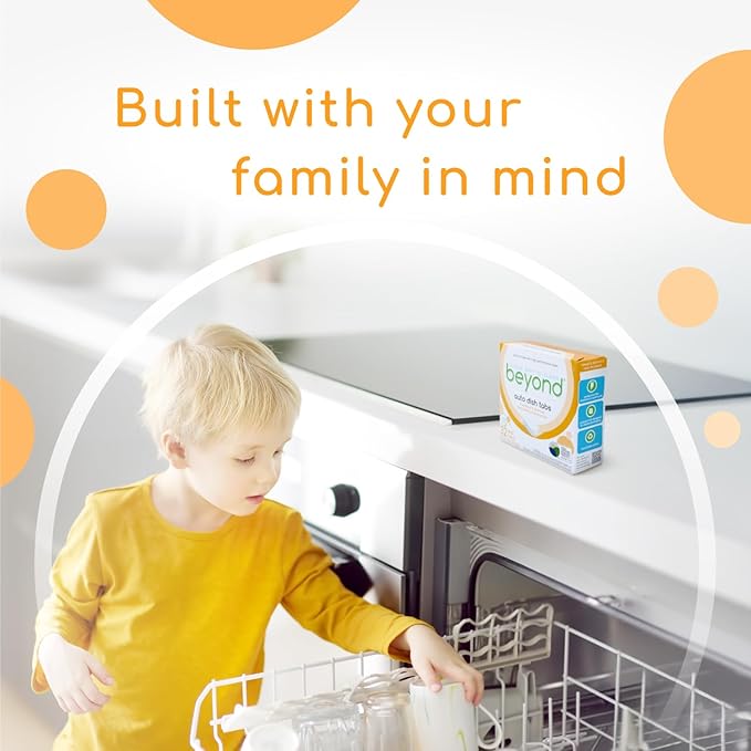 Beyond Natural Dishwasher Tablets [8 Boxs of 32] - Fragrance & Dye Free - Certified Biobased. Powerful. Plant-Based Ingredients